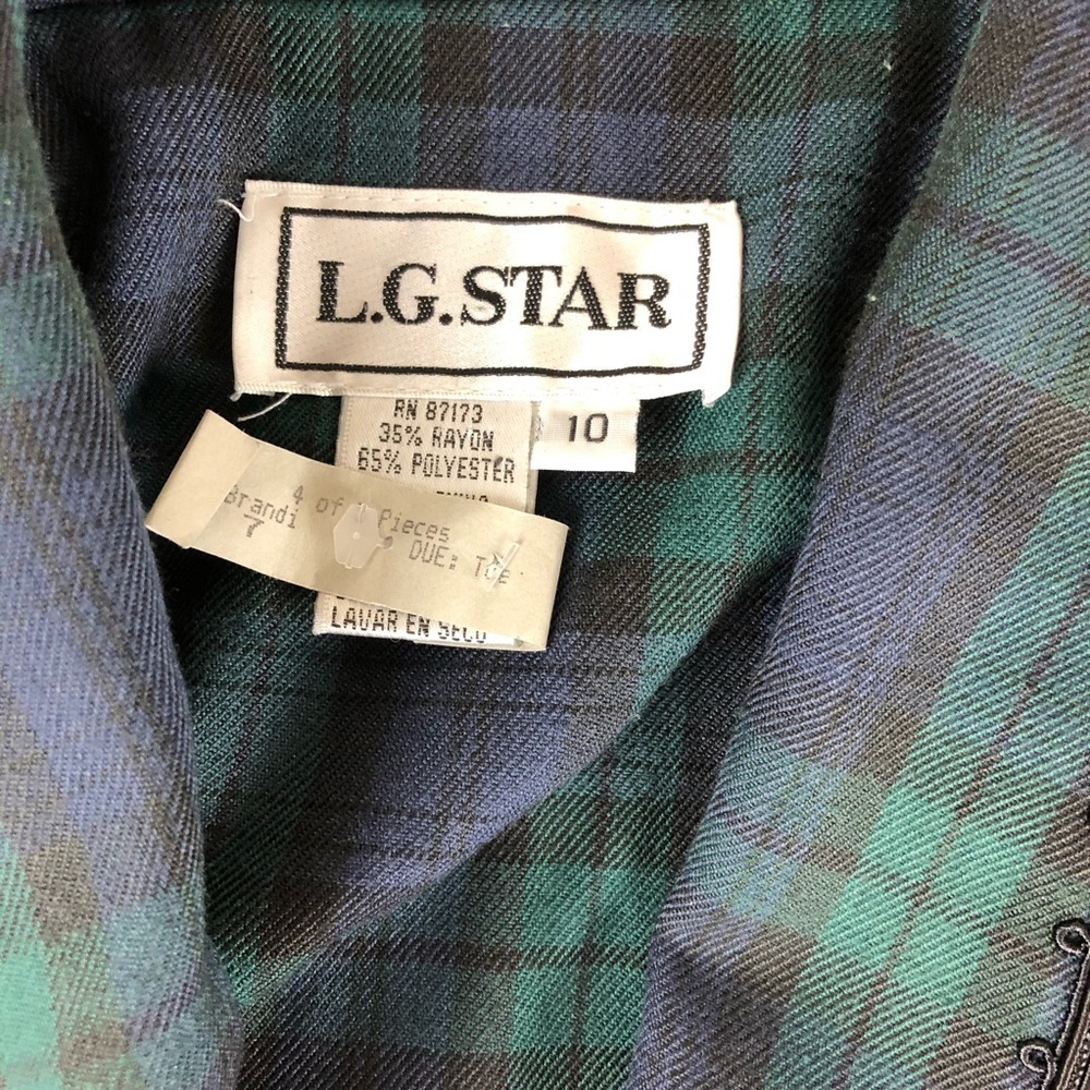 VTG L. G. Star Plaid Shoulder Pads Jacket Sz 10 - Picture 3 of 8